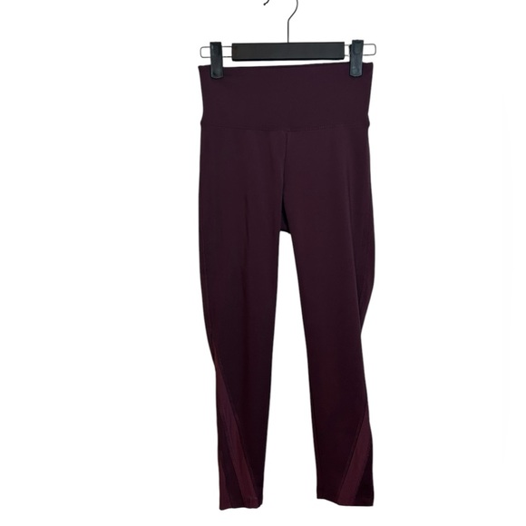 Balance Collection Burgundy Mesh Ankle Leggings - Picture 1 of 5
